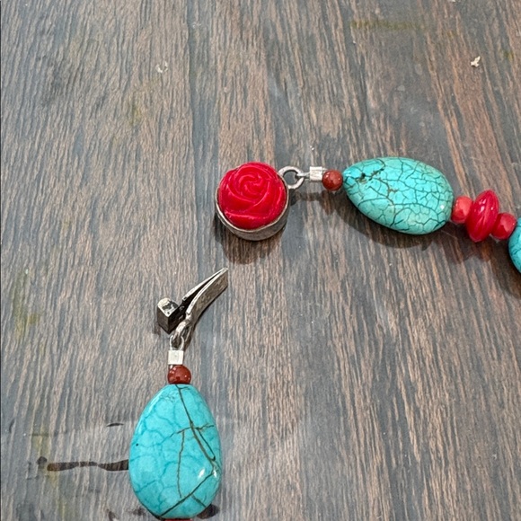 Fabulous sterling Coral and turquoise necklace - Picture 6 of 6
